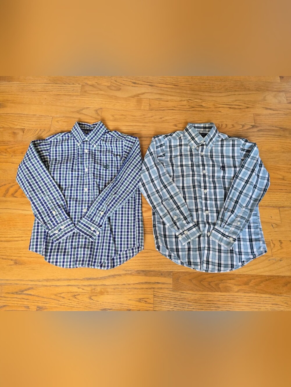 Bundle Brooks Brothers Boy's Non-iron Plaid Button Down Shirt Size S